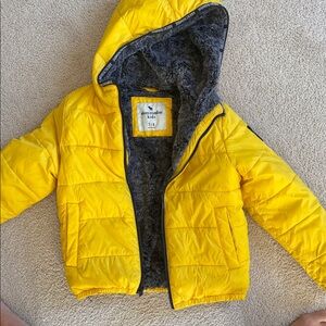 Abercrombie Kids Yellow Puffer Jacket with Gray Lining